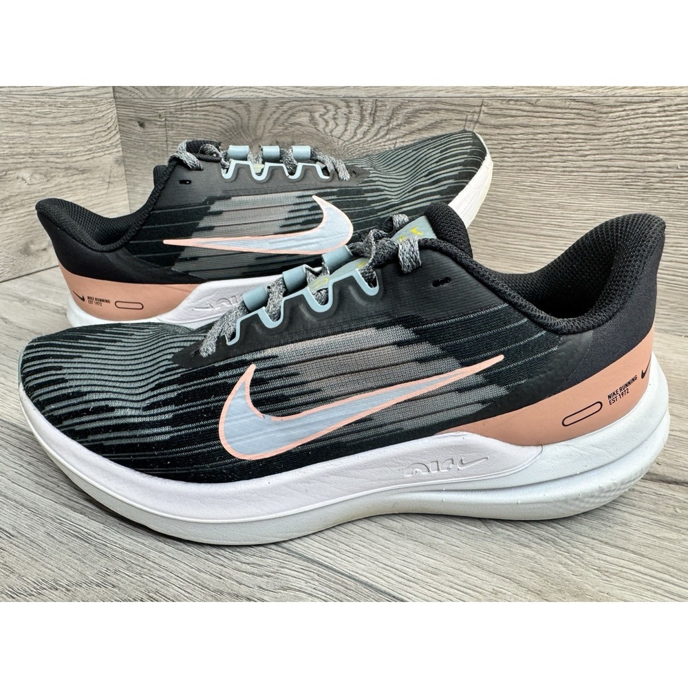 Nike Air Winflo 9 Black Running Shoes Athletic Sneakers DD8686-004 Womens 8 - Picture 1 of 13
